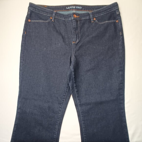 Lands' End Jeans Size 16 Fit 2 High Rise Bootcut Leg Dark Wash - Picture 3 of 9